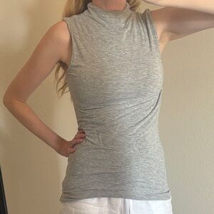 Halogen Light Gray Sleeveless Mock Neck Tank